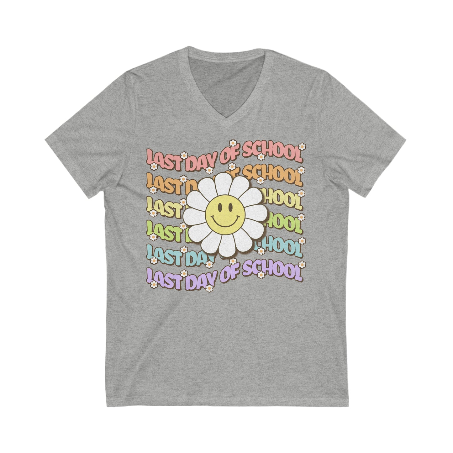 Groovy Last Day of School - Unisex Jersey Short Sleeve V-Neck Tee