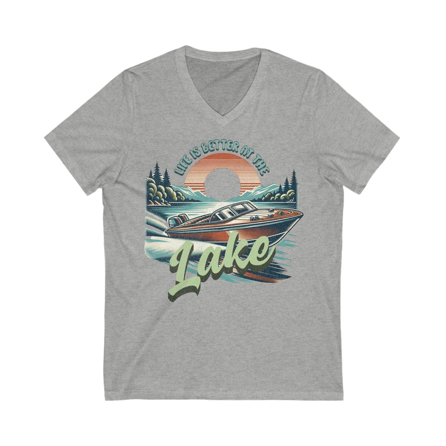 Life is Better at the Lake - Unisex Jersey Short Sleeve V-Neck Tee