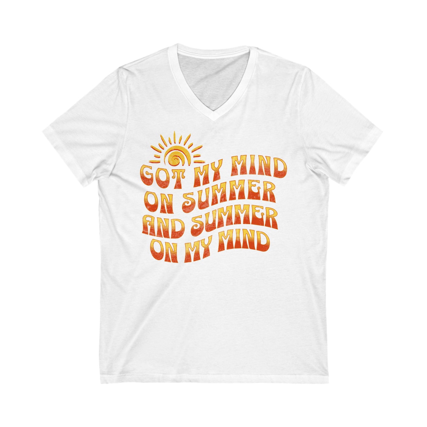 Got My Mind On Summer and Summer On My Mind - Unisex Jersey Short Sleeve V-Neck Tee