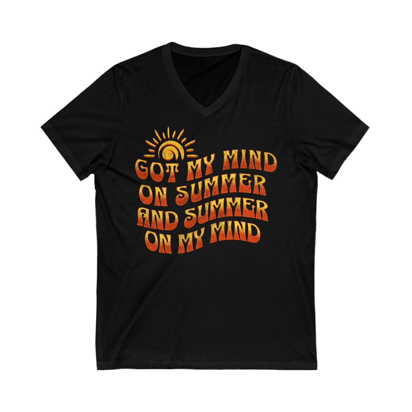 Got My Mind On Summer and Summer On My Mind - Unisex Jersey Short Sleeve V-Neck Tee