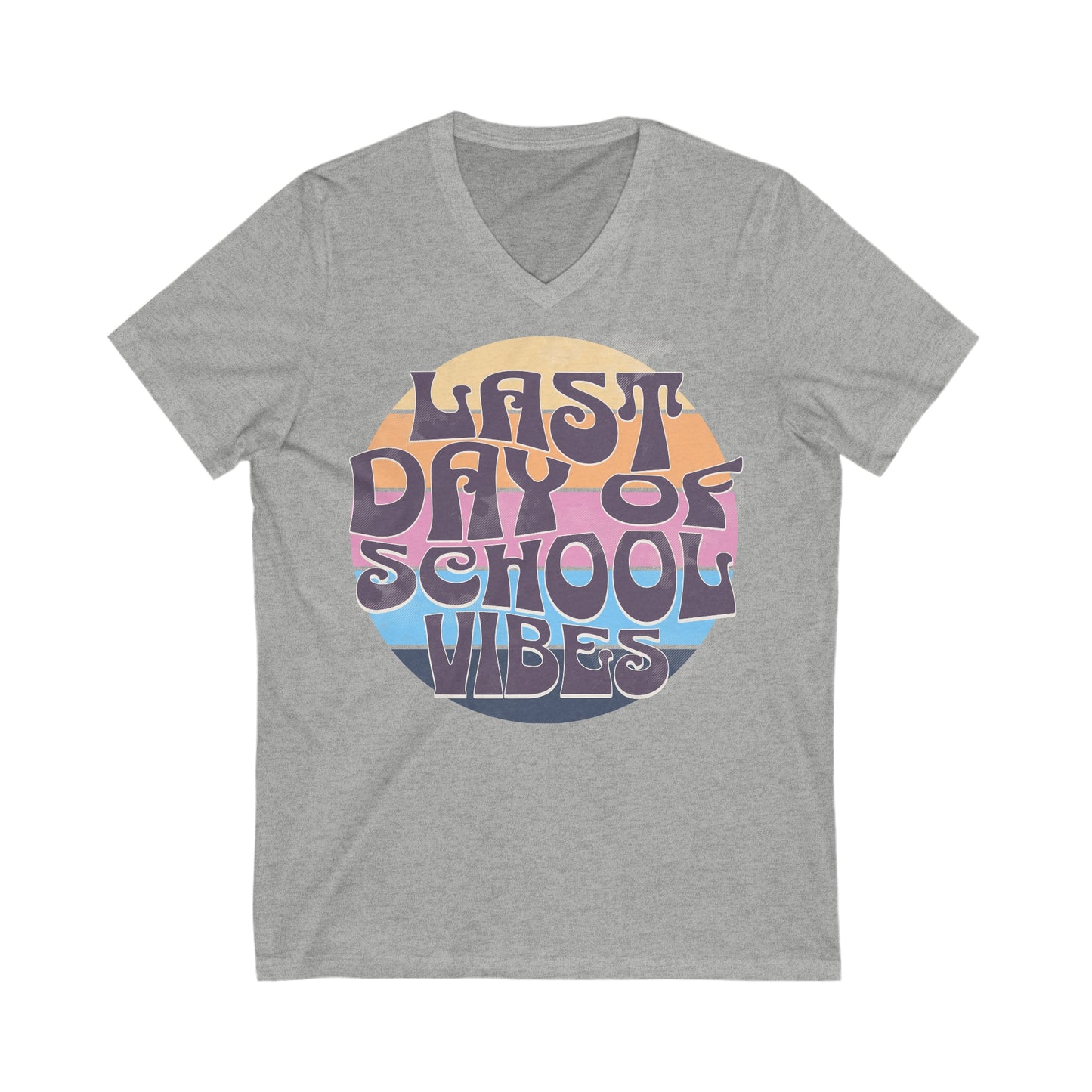 Retro Last Day of School Vibes - Unisex Jersey Short Sleeve V-Neck Tee