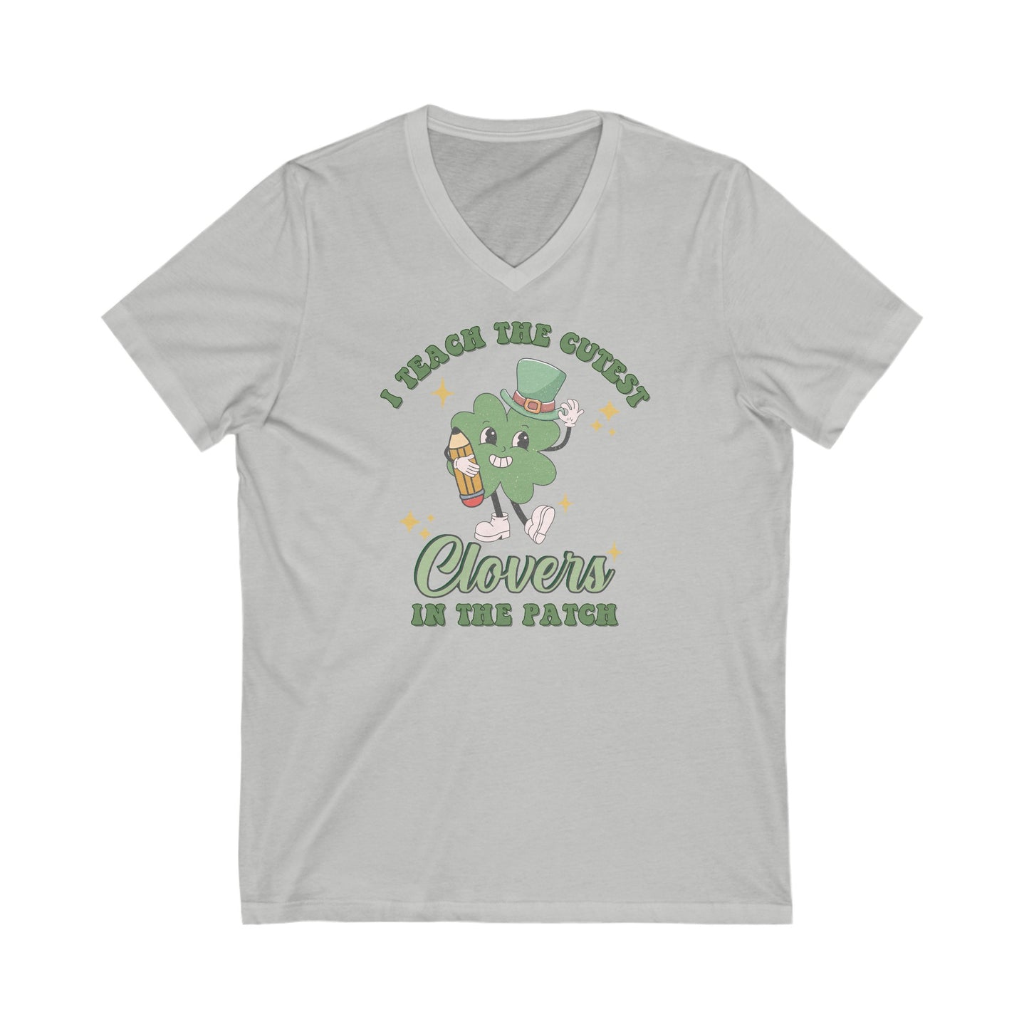 I Teach the Cutest Clovers - Unisex Jersey Short Sleeve V-Neck Tee