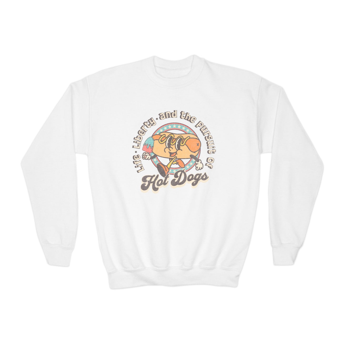 Life, Liberty, and the Pursuit of Hot Dogs - Youth Crewneck Sweatshirt