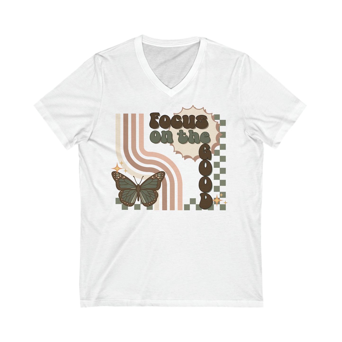 Focus on the Good - Unisex Jersey Short Sleeve V-Neck Tee