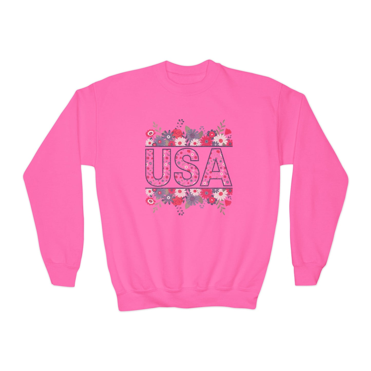 USA Floral - Youth Crewneck Sweatshirt