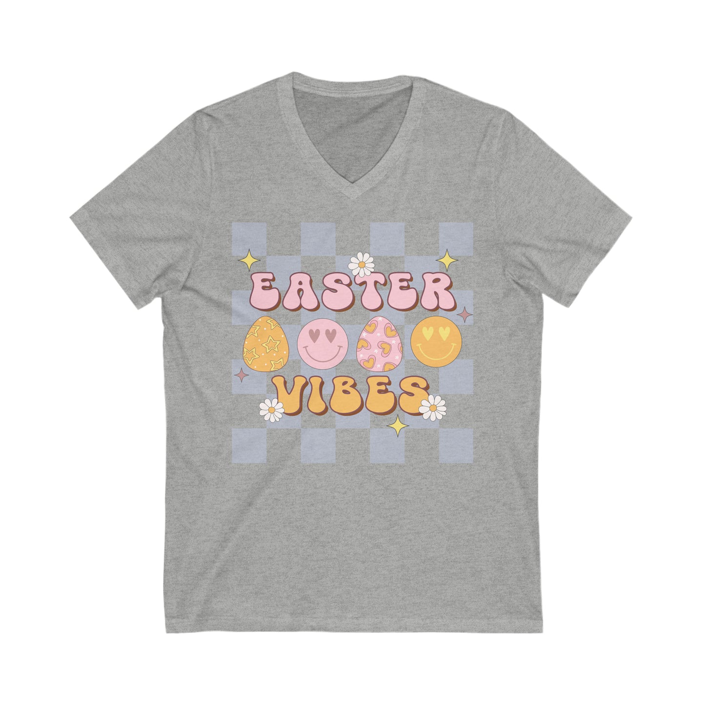 Easter Vibes Pink - Unisex Jersey Short Sleeve V-Neck Tee