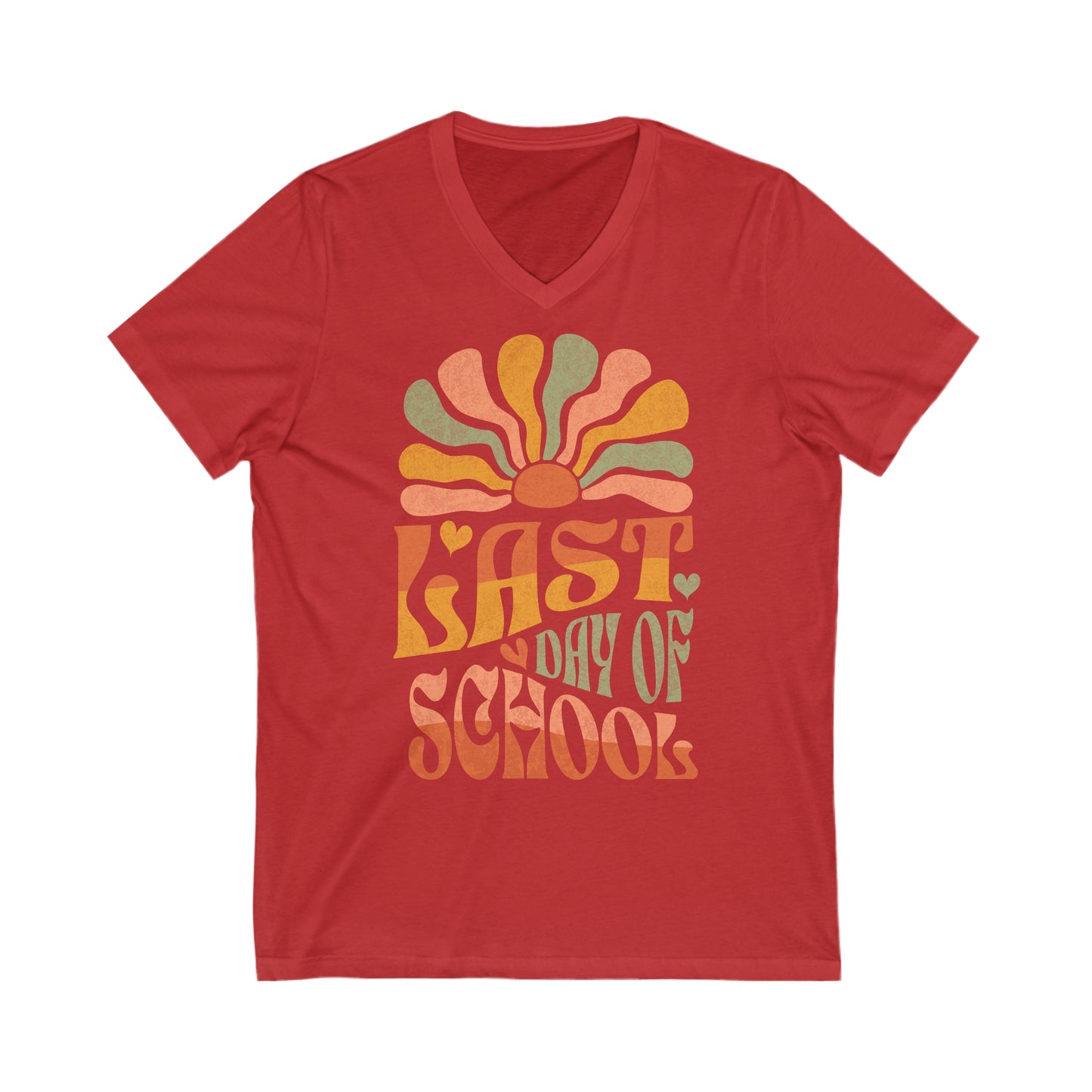 Groovy Last Day of School - Unisex Jersey Short Sleeve V-Neck Tee