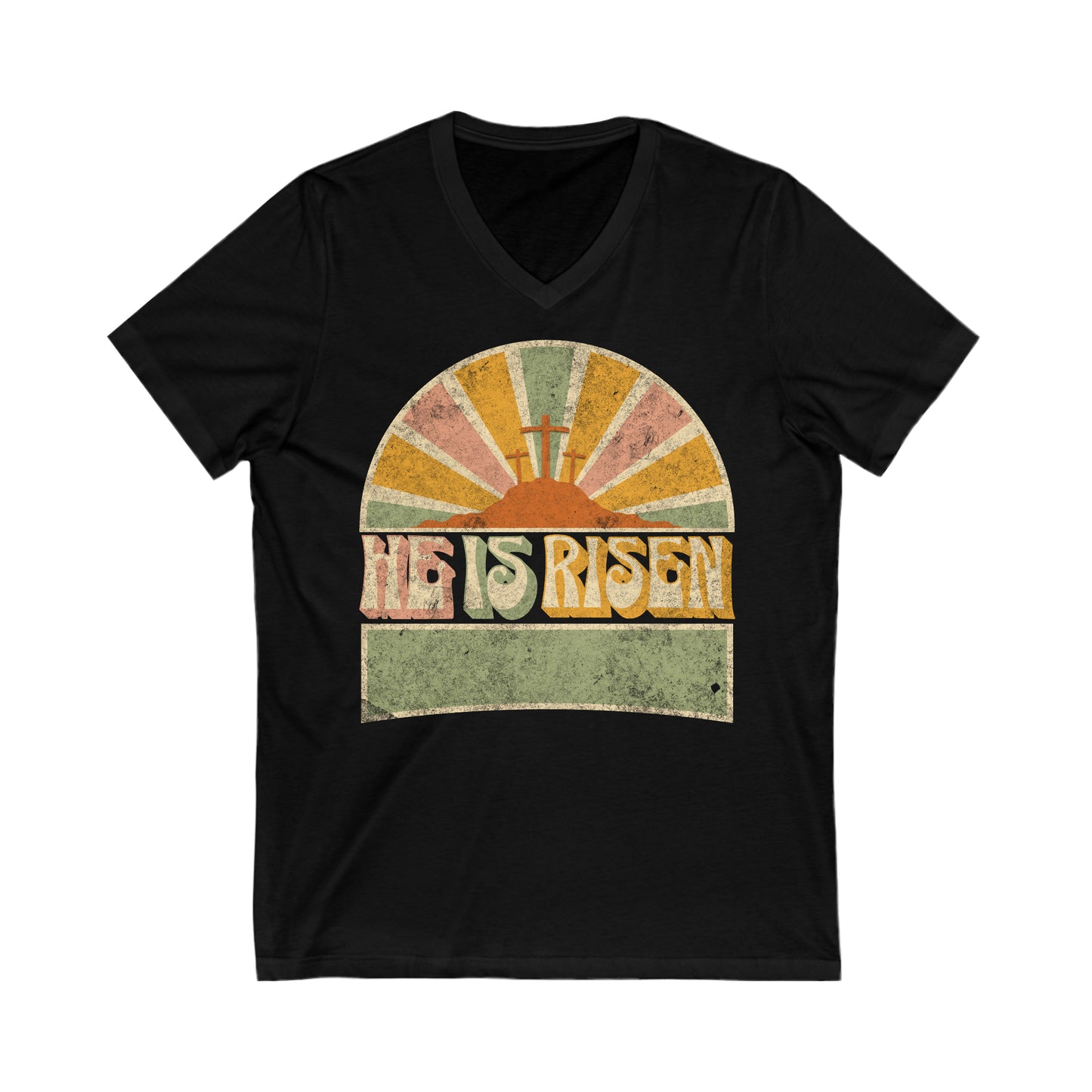 He is Risen - Unisex Jersey Short Sleeve V-Neck Tee