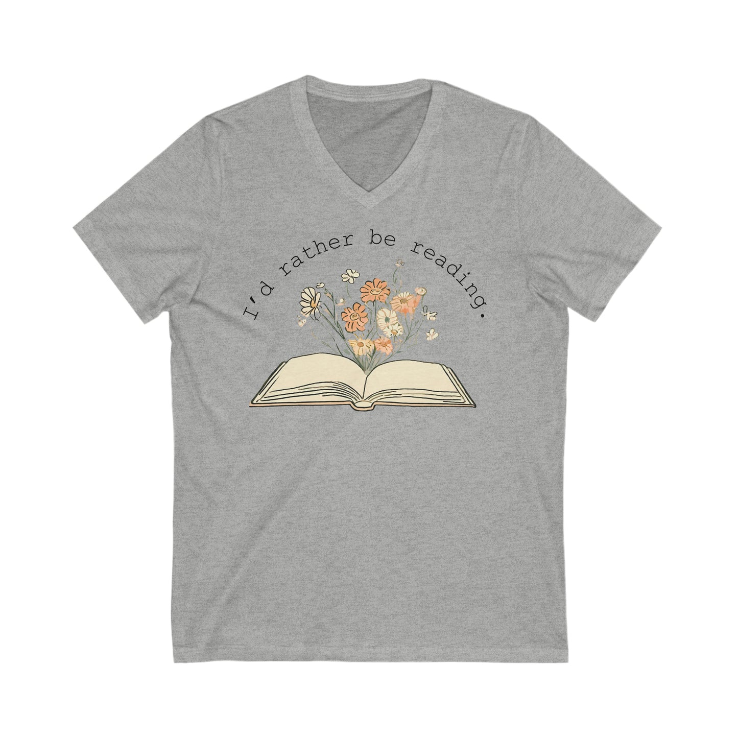 I’d Rather Be Reading - Unisex Jersey Short Sleeve V-Neck Tee