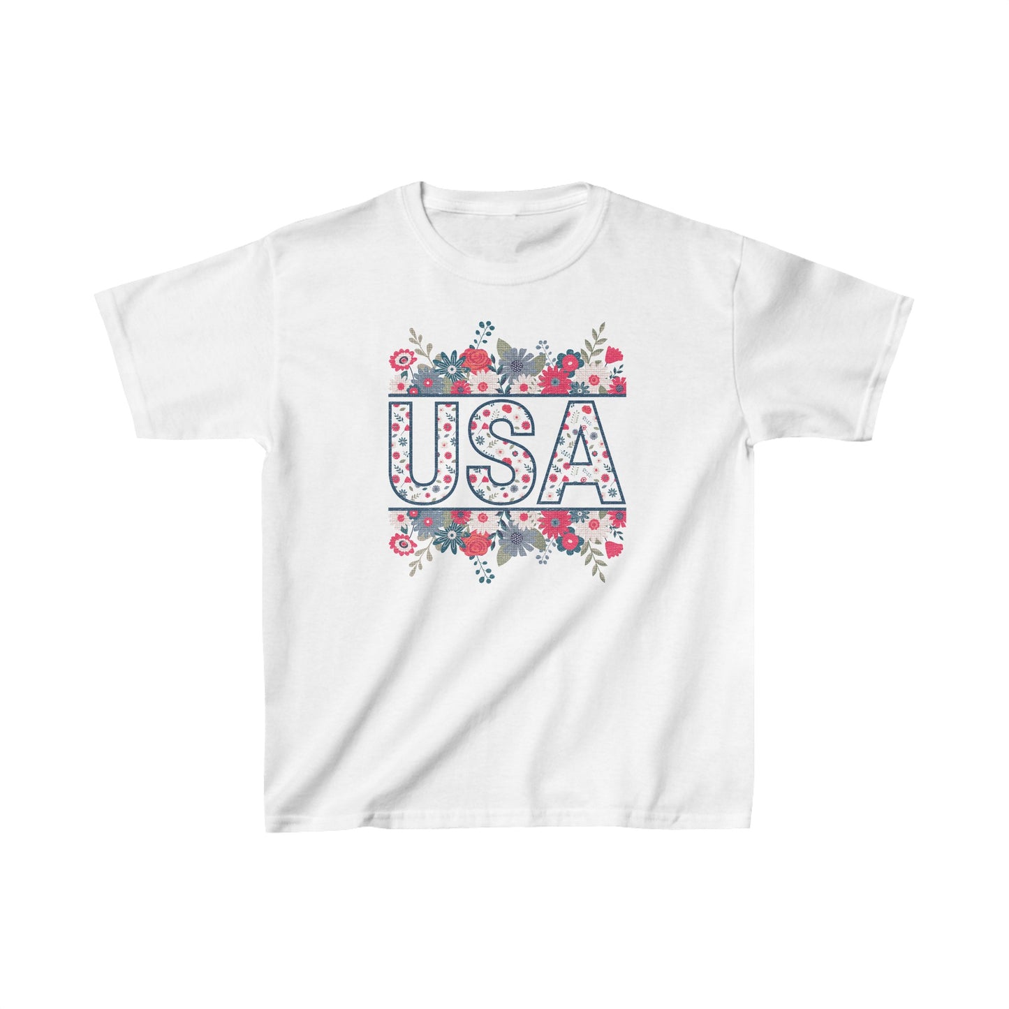 USA Floral - Kids Heavy Cotton™ Tee