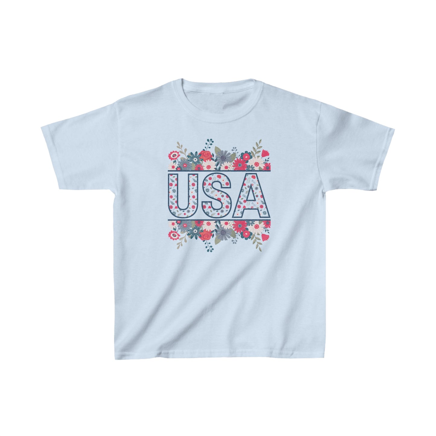 USA Floral - Kids Heavy Cotton™ Tee