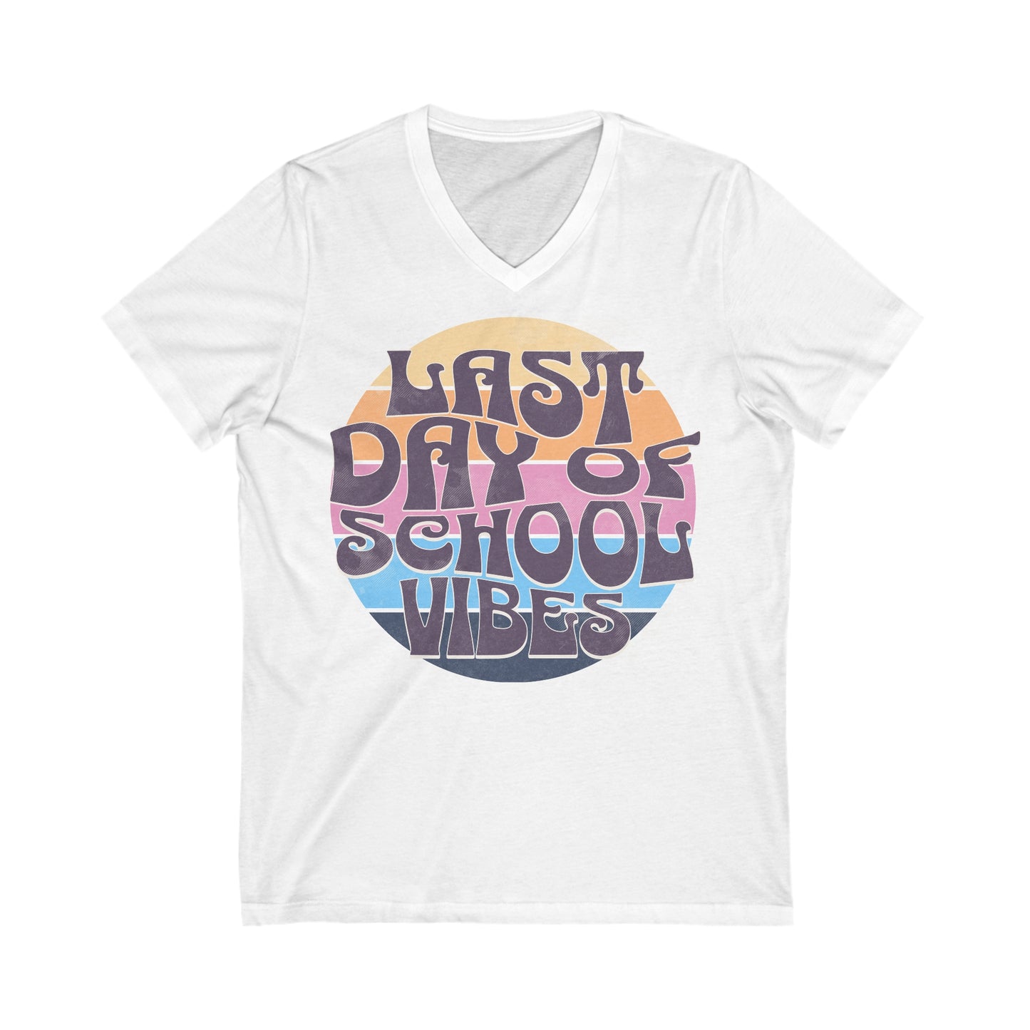 Retro Last Day of School Vibes - Unisex Jersey Short Sleeve V-Neck Tee