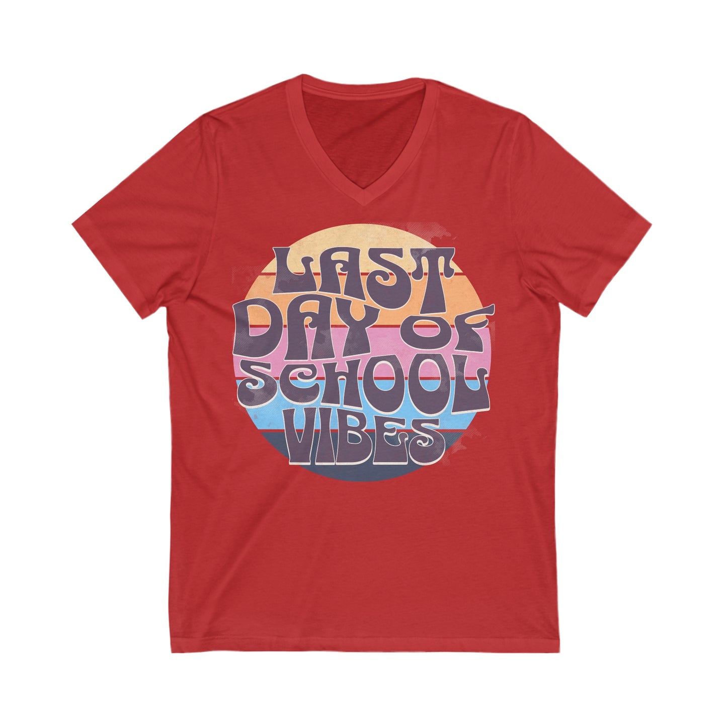 Retro Last Day of School Vibes - Unisex Jersey Short Sleeve V-Neck Tee