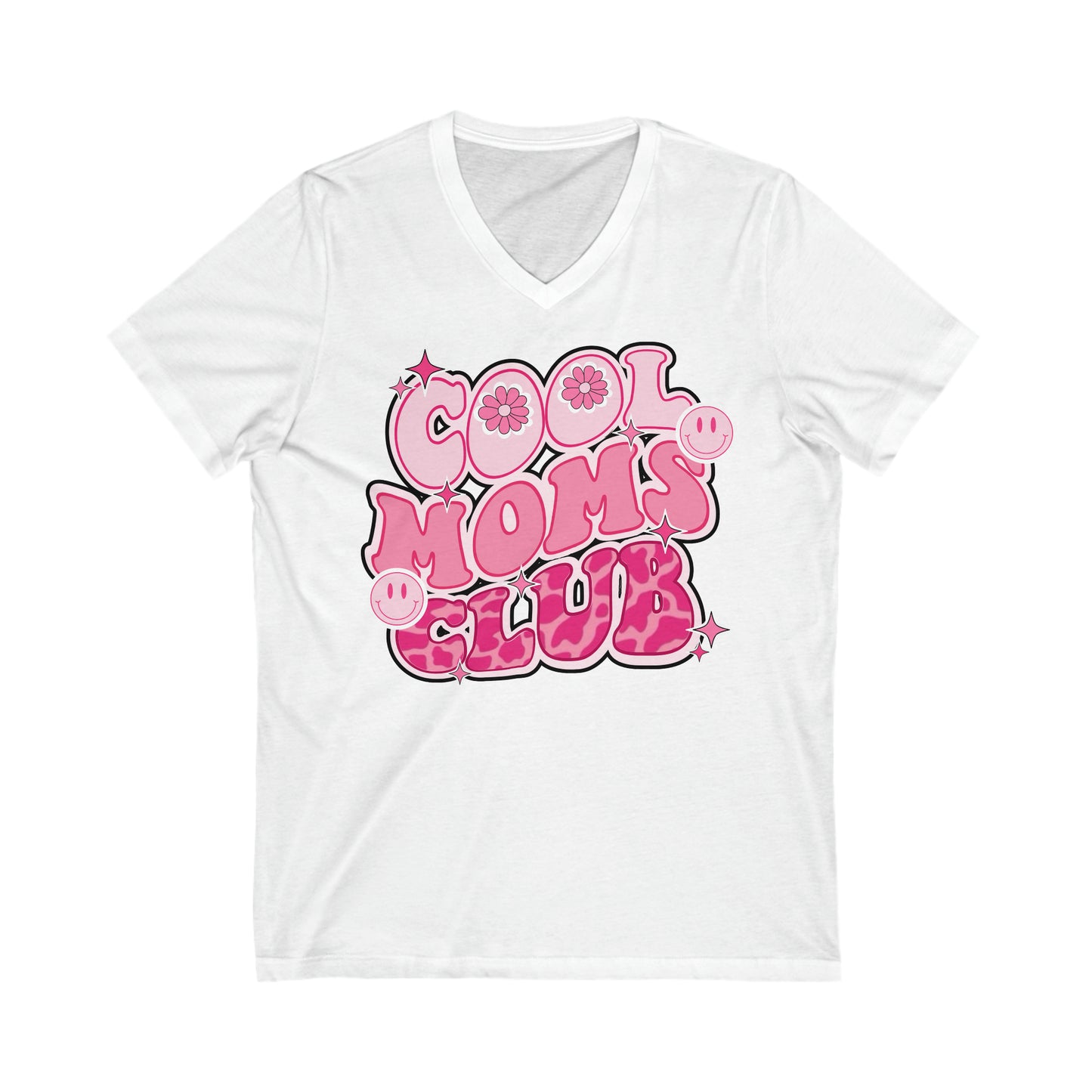 Cool Moms Club Pink - Unisex Jersey Short Sleeve V-Neck Tee