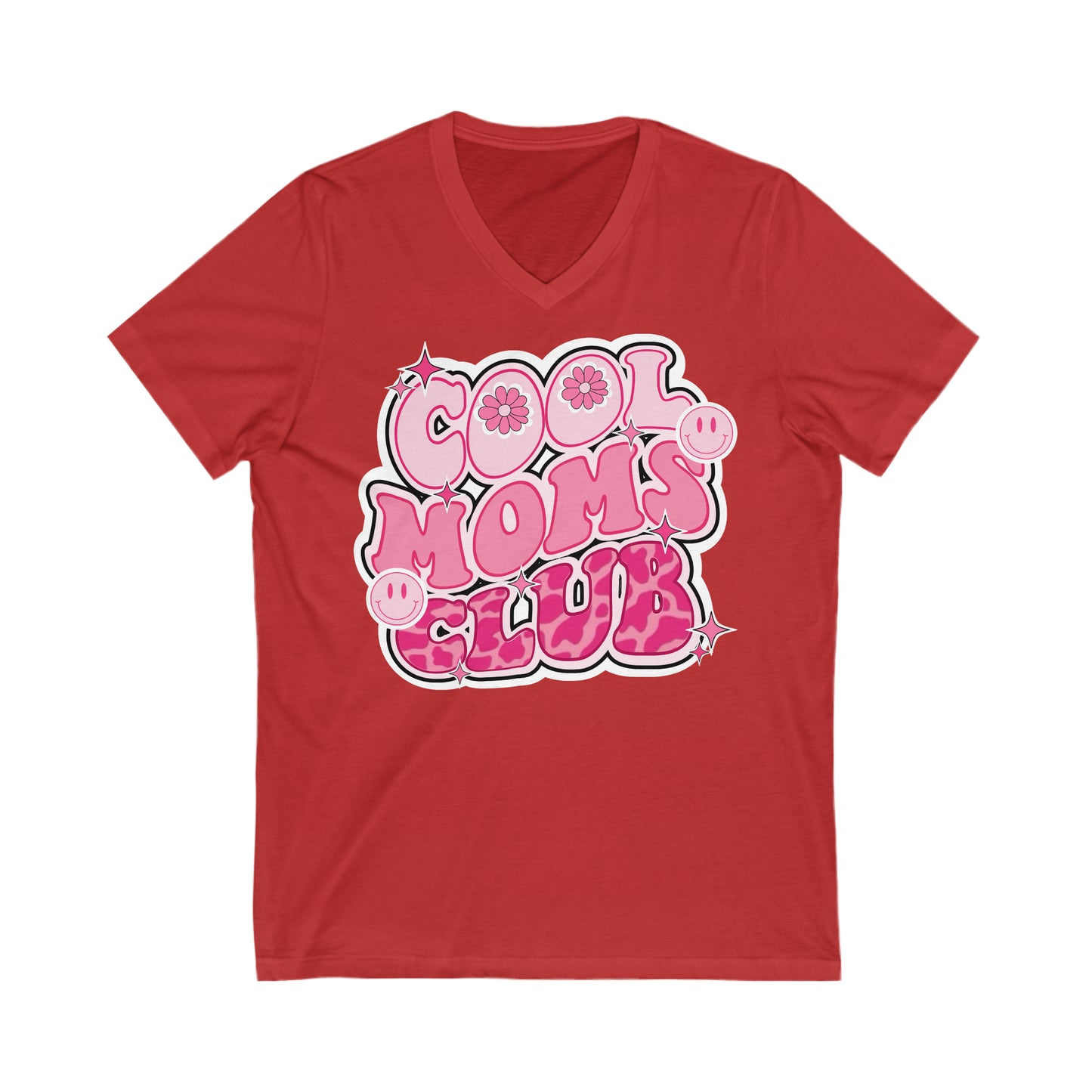 Cool Moms Club Pink - Unisex Jersey Short Sleeve V-Neck Tee