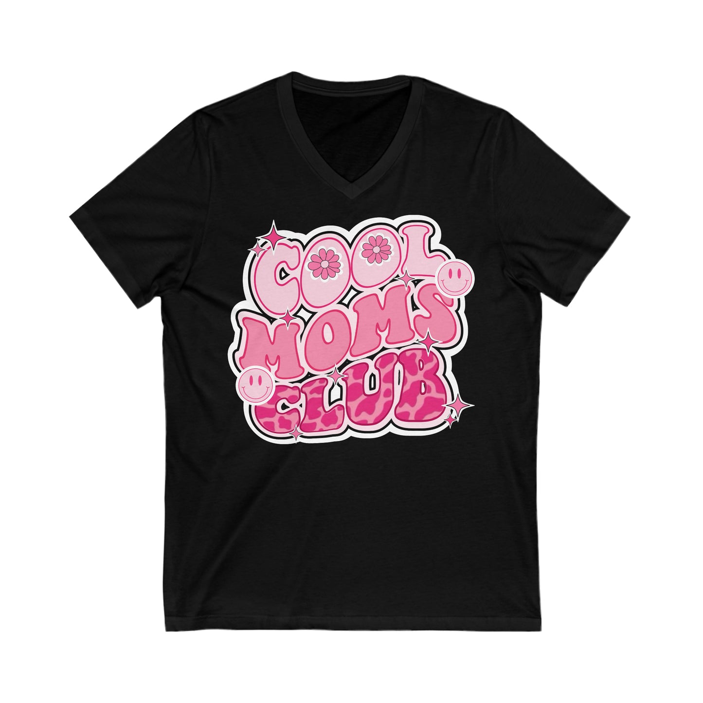 Cool Moms Club Pink - Unisex Jersey Short Sleeve V-Neck Tee