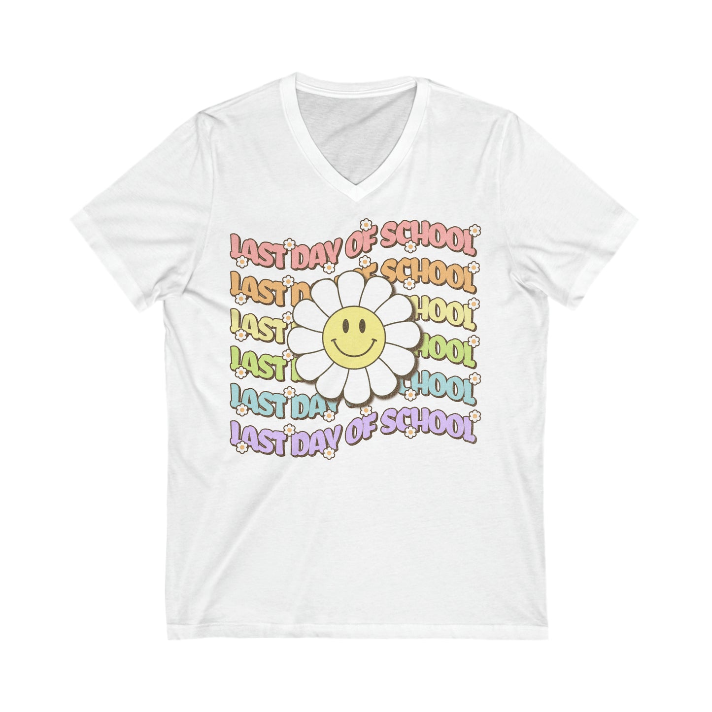 Groovy Last Day of School - Unisex Jersey Short Sleeve V-Neck Tee