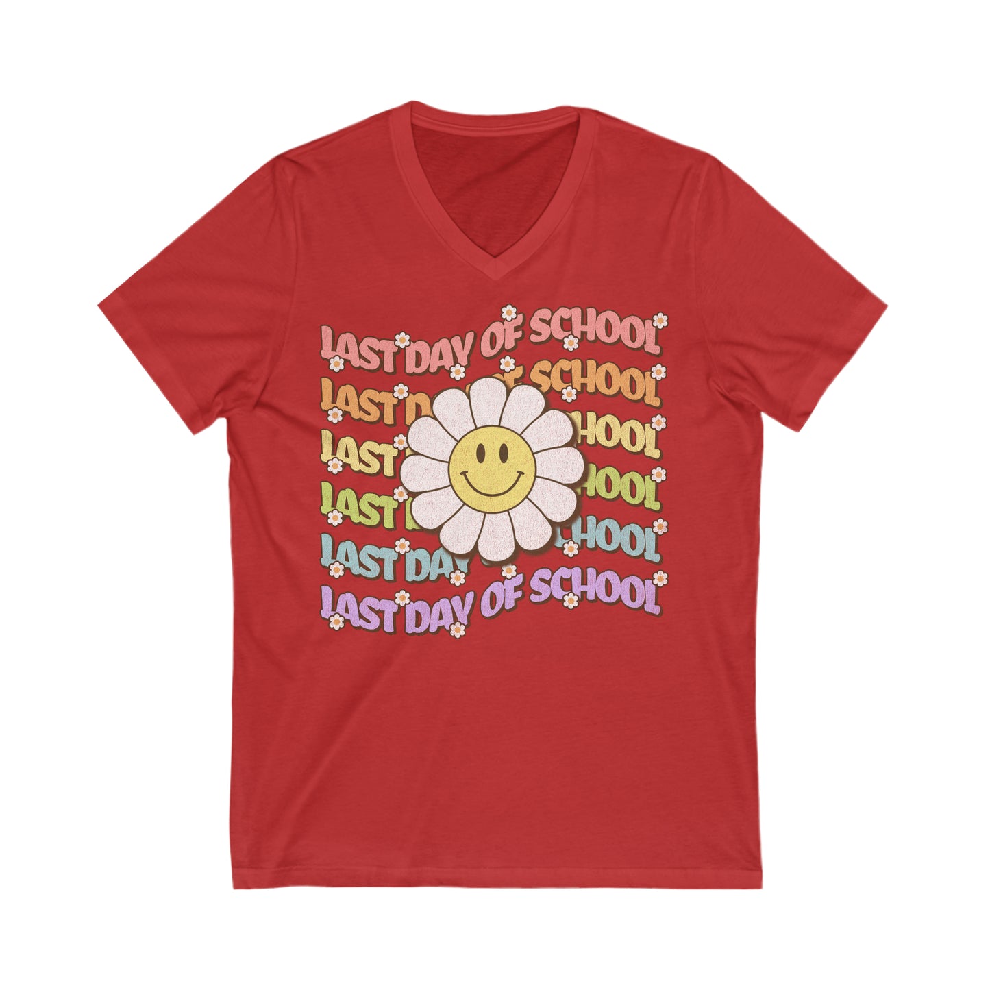 Groovy Last Day of School - Unisex Jersey Short Sleeve V-Neck Tee