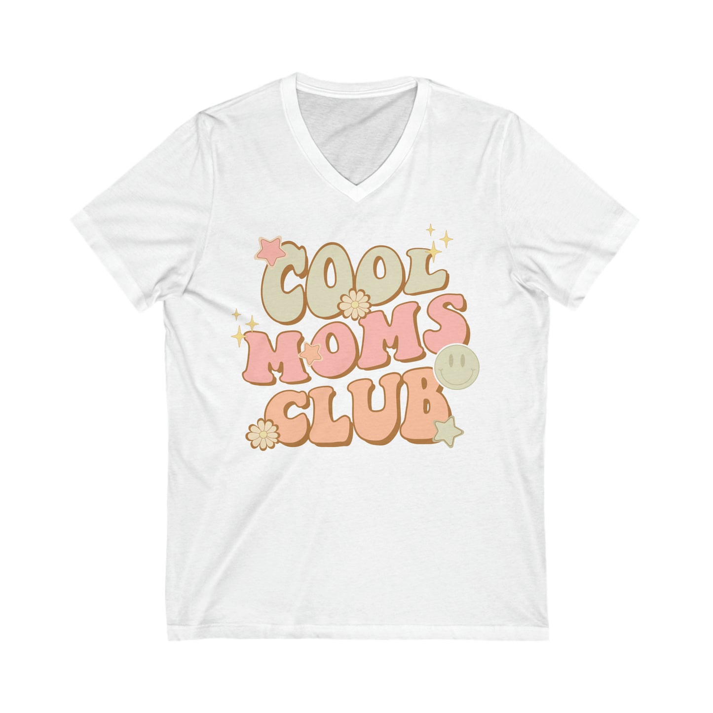 Cool Moms Club Groovy - Unisex Jersey Short Sleeve V-Neck Tee