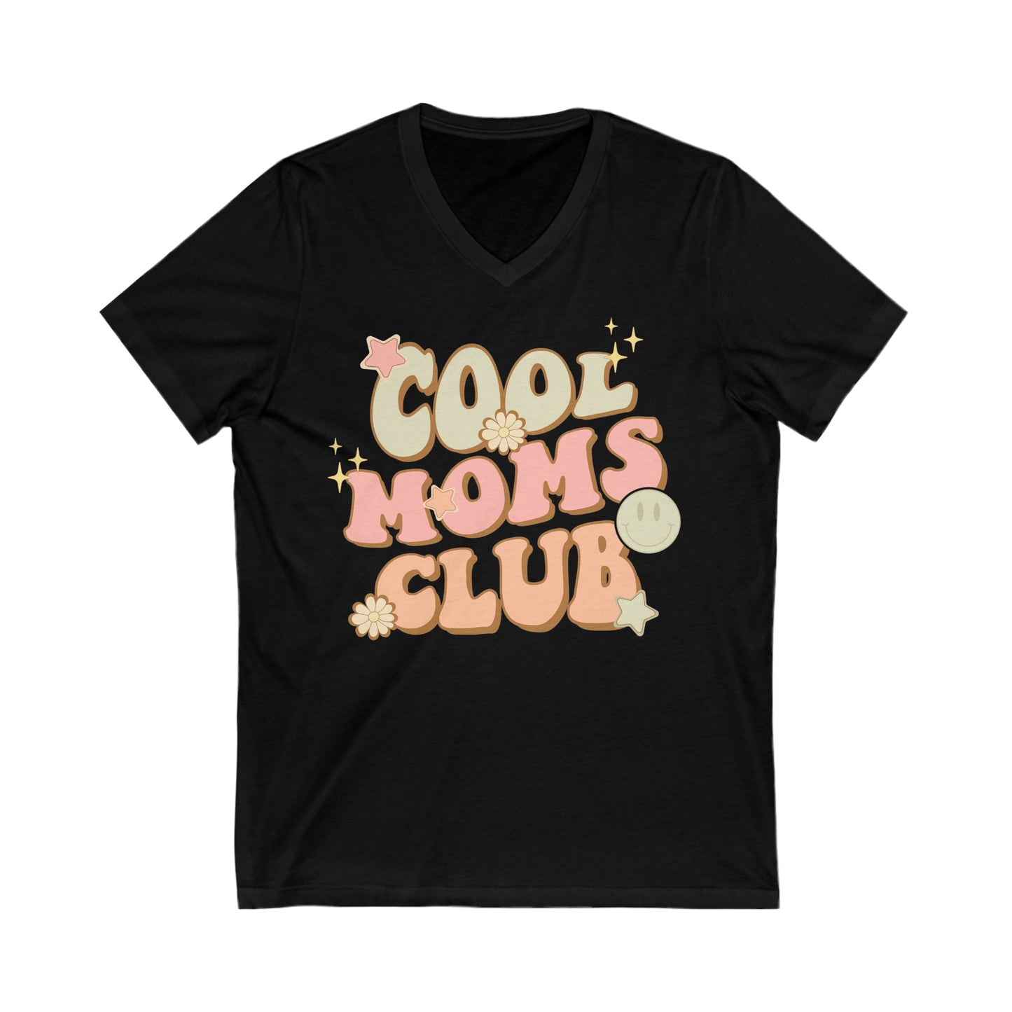 Cool Moms Club Groovy - Unisex Jersey Short Sleeve V-Neck Tee