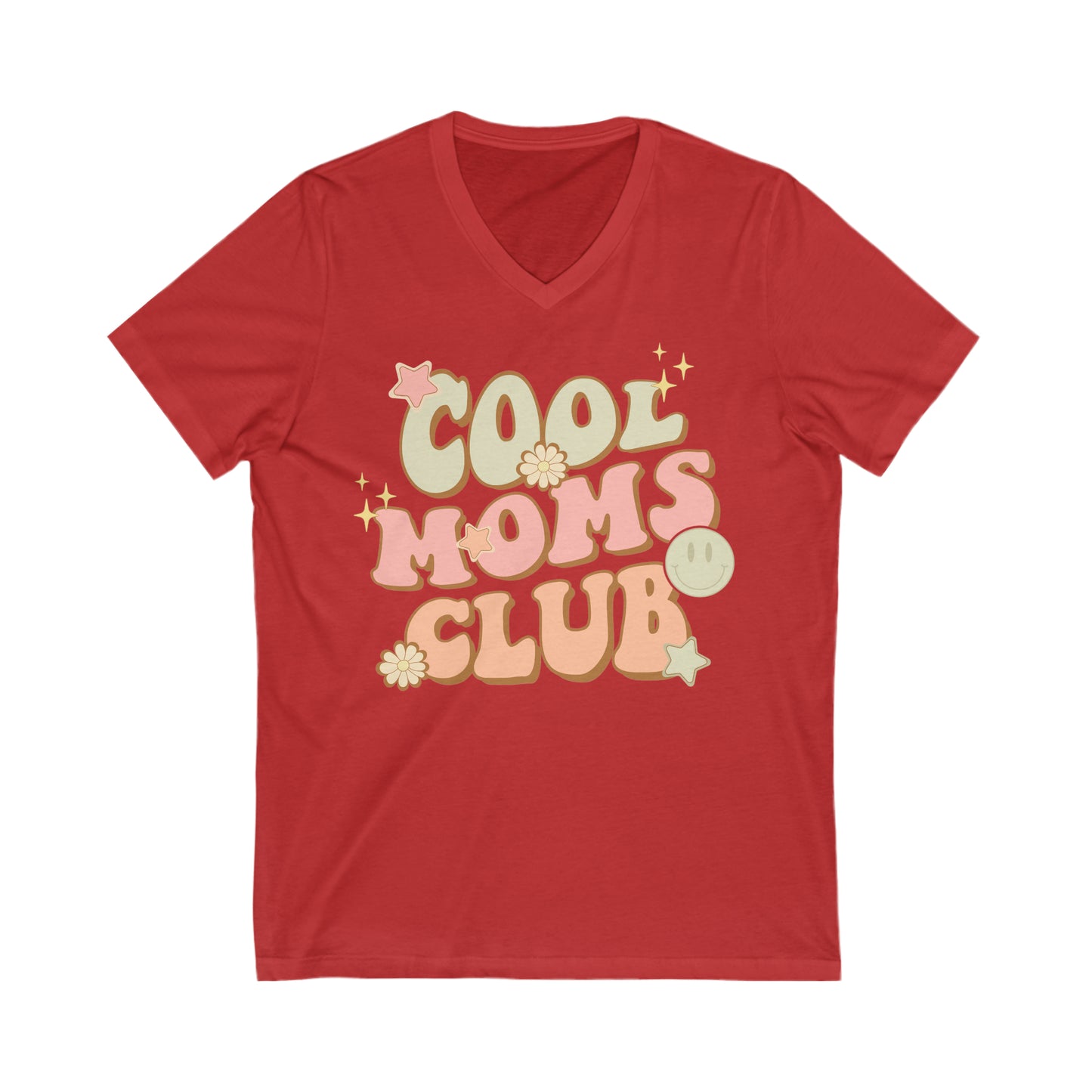 Cool Moms Club Groovy - Unisex Jersey Short Sleeve V-Neck Tee