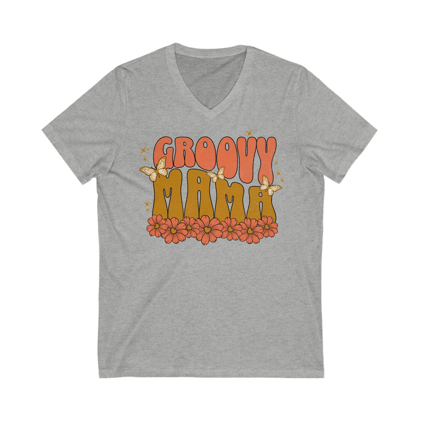 Groovy Mama - Unisex Jersey Short Sleeve V-Neck Tee