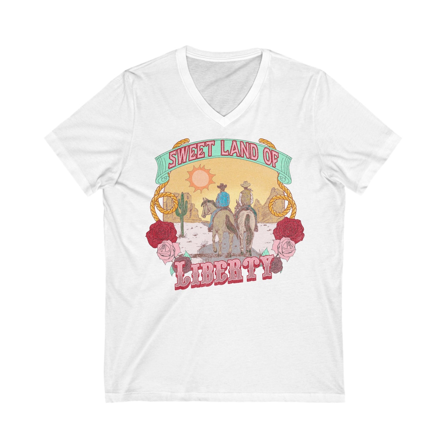 Sweet Land of Liberty - Unisex Jersey Short Sleeve V-Neck Tee