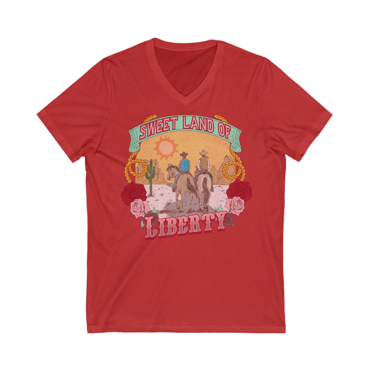 Sweet Land of Liberty - Unisex Jersey Short Sleeve V-Neck Tee