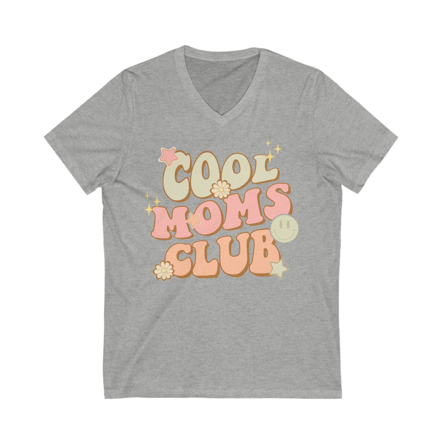 Cool Moms Club Groovy - Unisex Jersey Short Sleeve V-Neck Tee