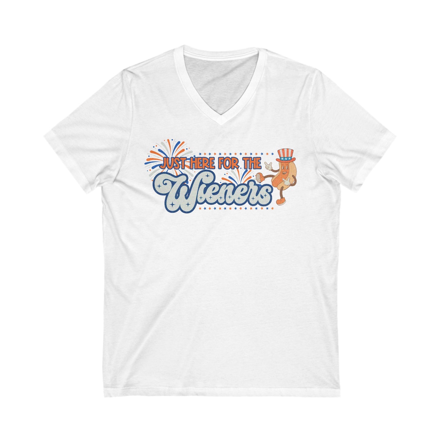 Just Here for the Wieners - Unisex Jersey Short Sleeve V-Neck Tee