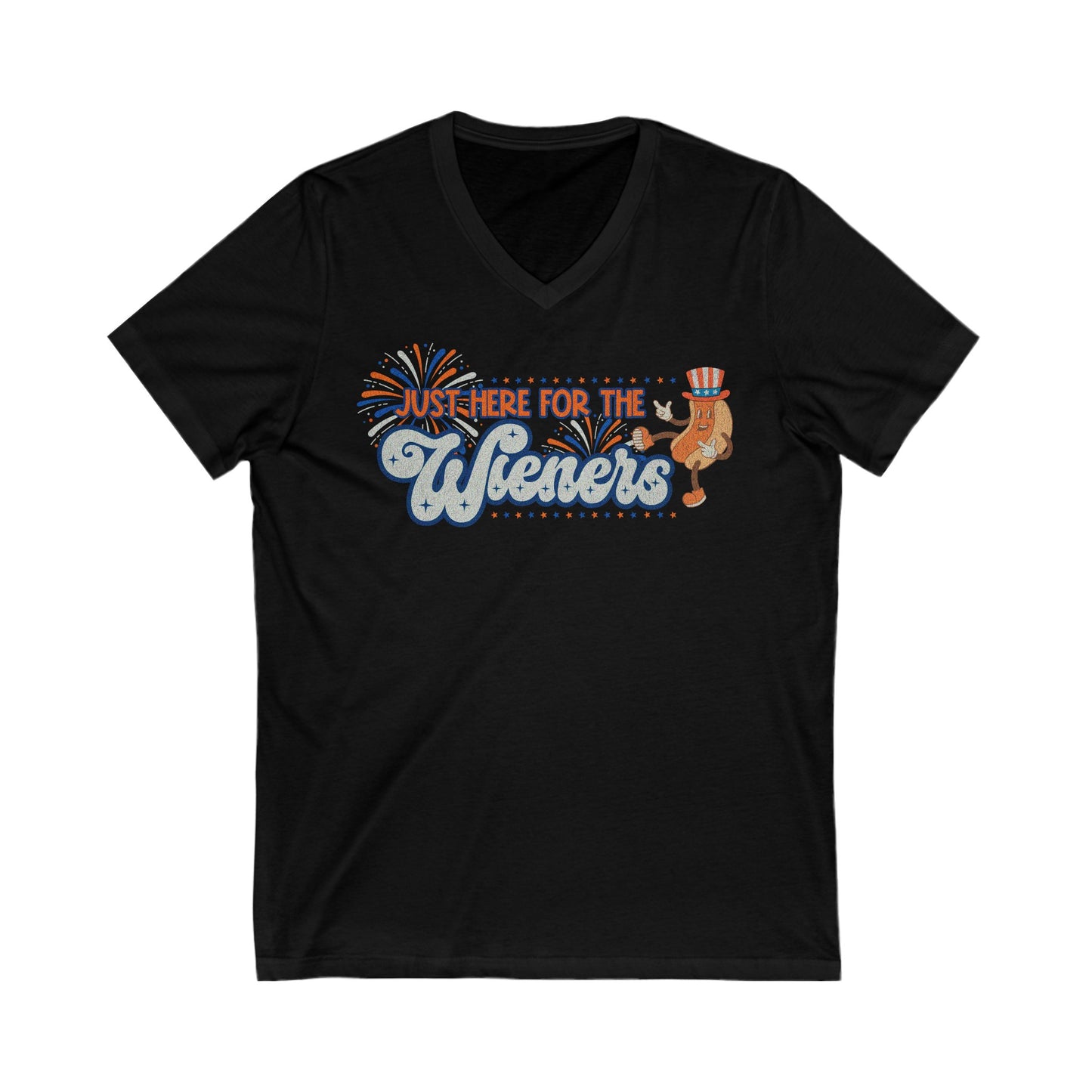 Just Here for the Wieners - Unisex Jersey Short Sleeve V-Neck Tee