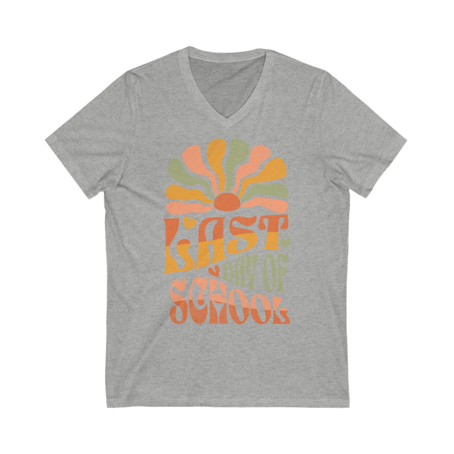 Groovy Last Day of School - Unisex Jersey Short Sleeve V-Neck Tee