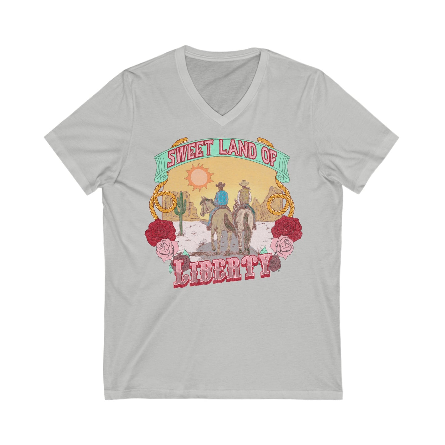 Sweet Land of Liberty - Unisex Jersey Short Sleeve V-Neck Tee