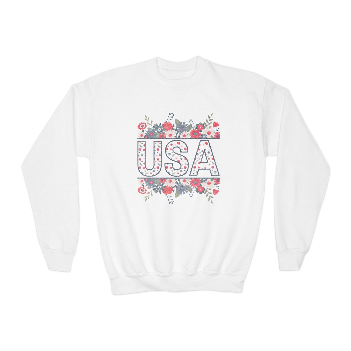 USA Floral - Youth Crewneck Sweatshirt