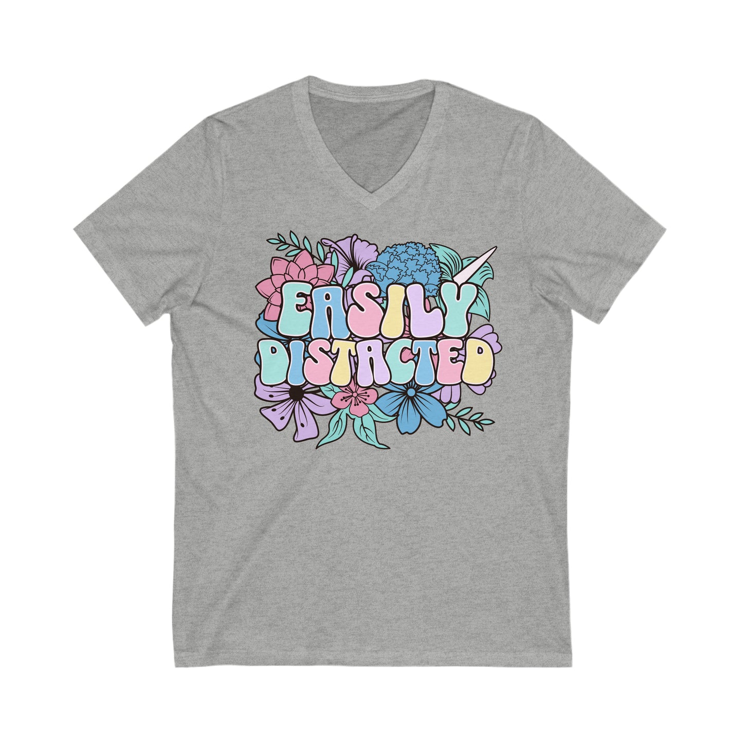 Easily Distracted - Unisex Jersey Short Sleeve V-Neck Tee