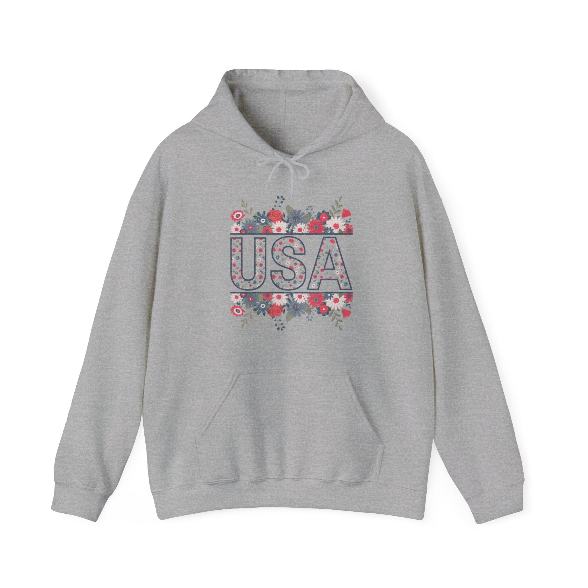 USA Floral - Unisex Heavy Blend™ Hooded Sweatshirt