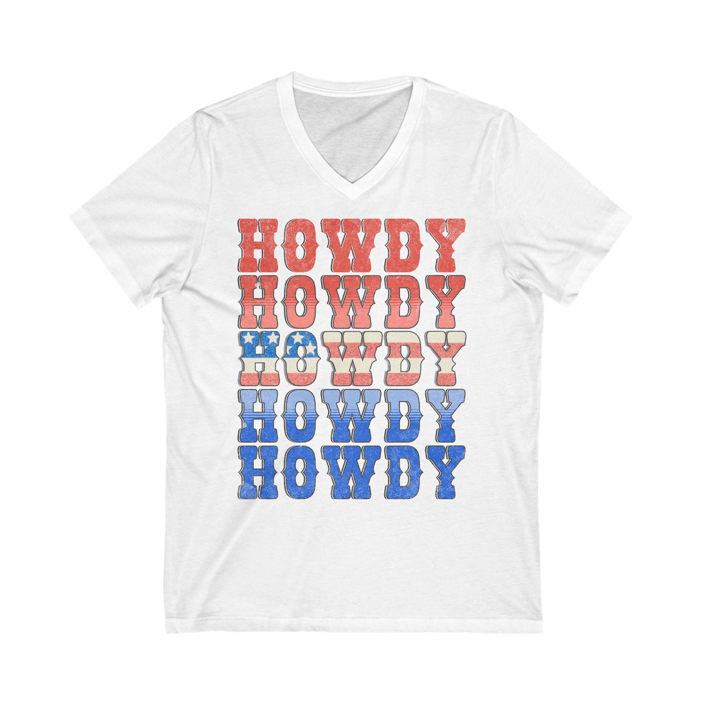 Howdy Fouth of July - Unisex Jersey Short Sleeve V-Neck Tee