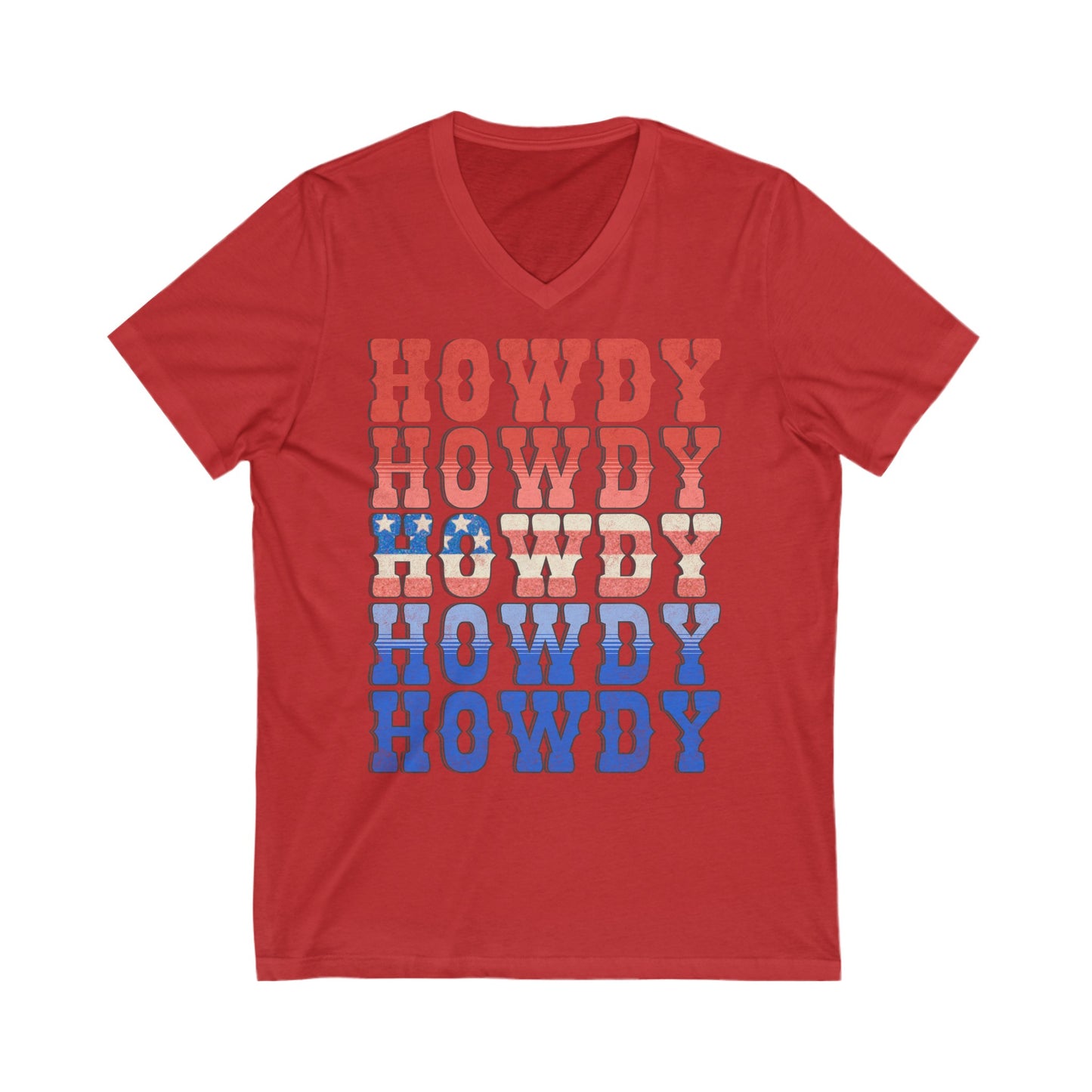 Howdy Fouth of July - Unisex Jersey Short Sleeve V-Neck Tee