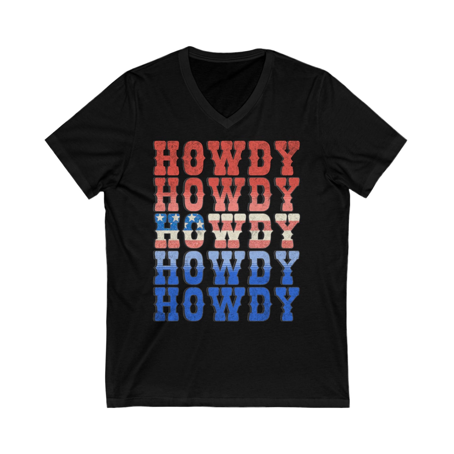 Howdy Fouth of July - Unisex Jersey Short Sleeve V-Neck Tee