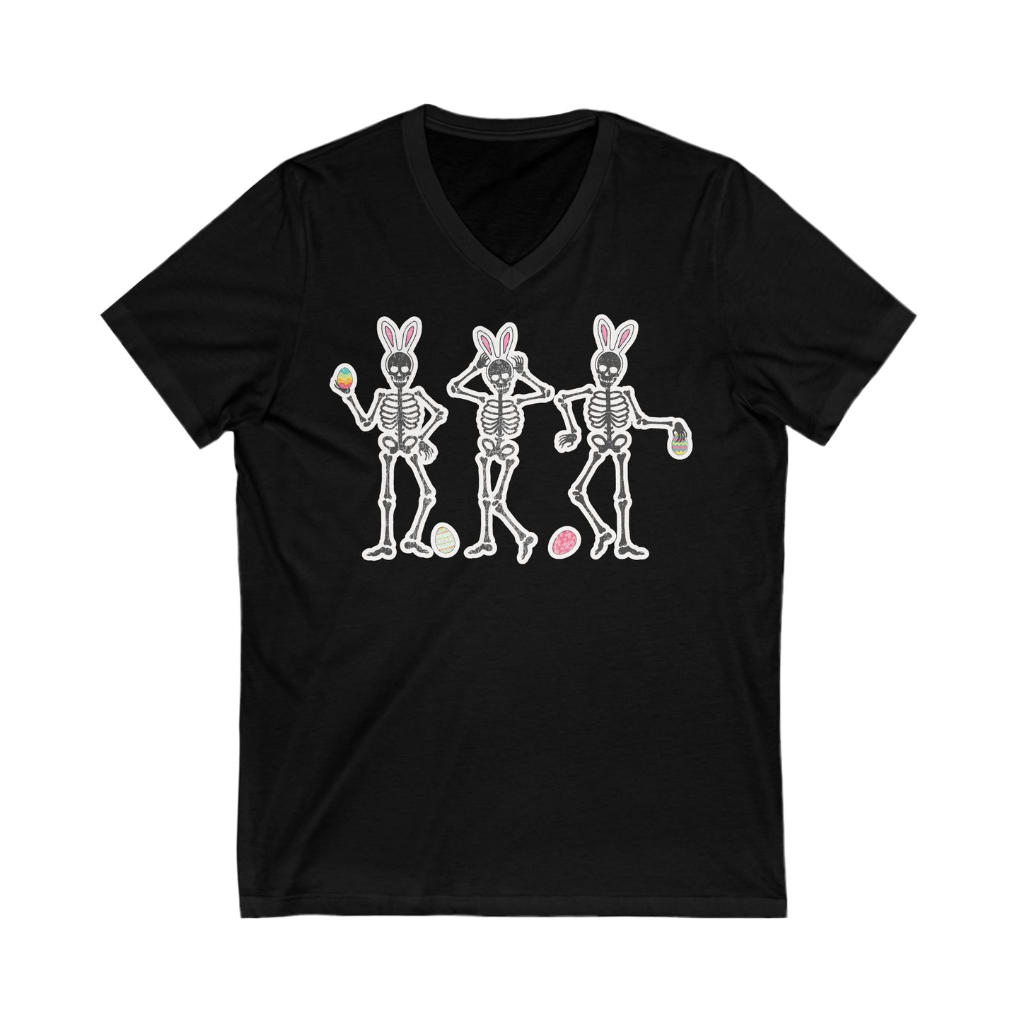 Easter Skeletons - Unisex Jersey Short Sleeve V-Neck Tee