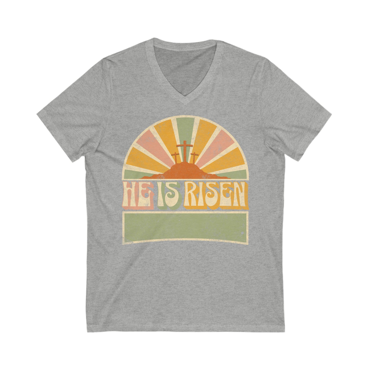 He is Risen - Unisex Jersey Short Sleeve V-Neck Tee