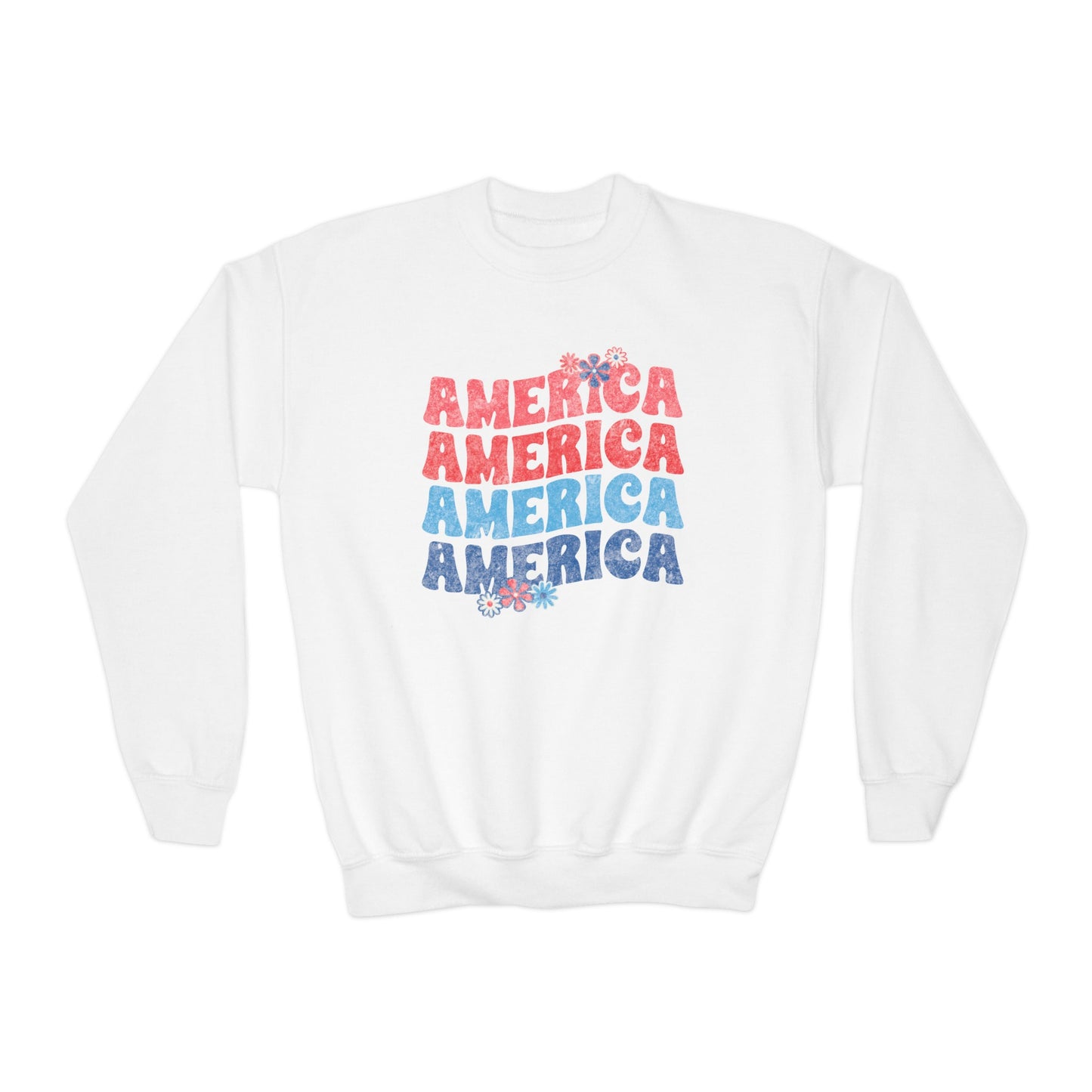 America Floral - Youth Crewneck Sweatshirt