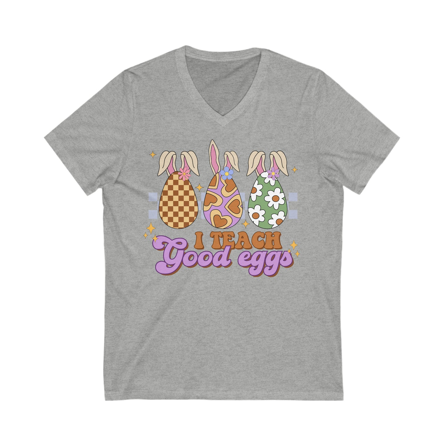 I Teach Good Eggs - Unisex Jersey Short Sleeve V-Neck Tee