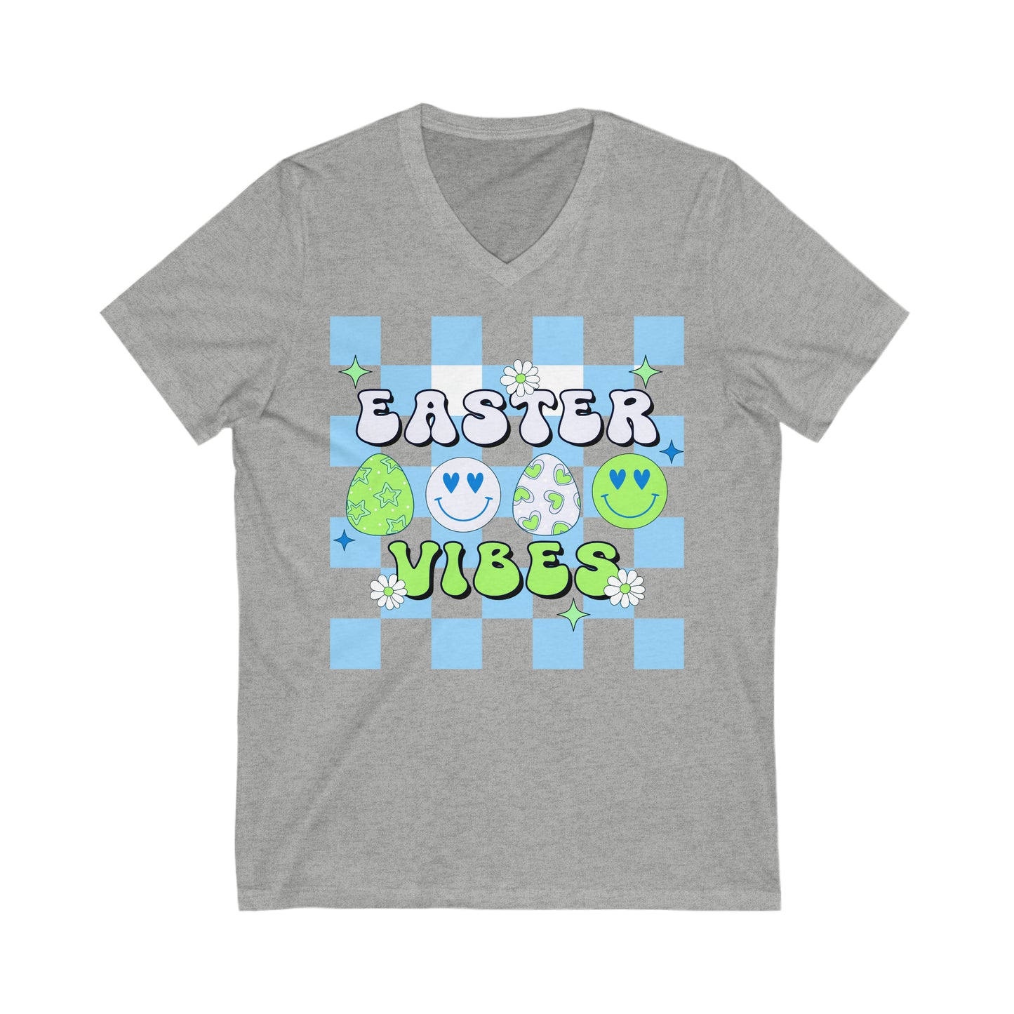 Easter Vibes Blue - Unisex Jersey Short Sleeve V-Neck Tee