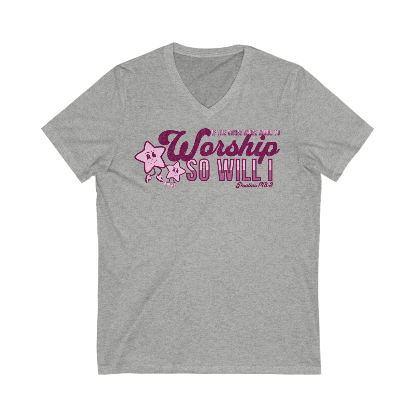 Psalms 148:3 Bible Verse - Unisex Jersey Short Sleeve V-Neck Tee