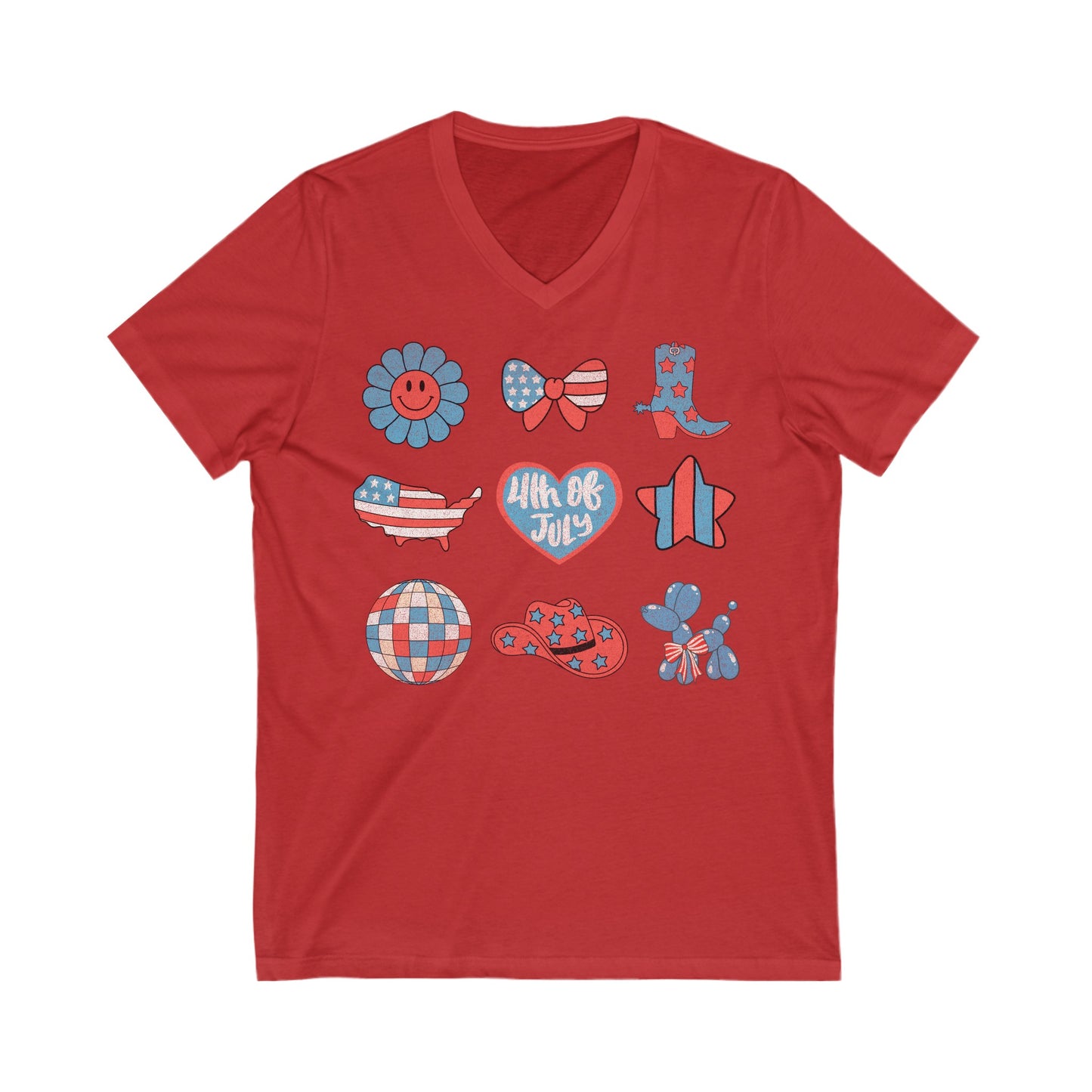 Fourth of July Collage - Unisex Jersey Short Sleeve V-Neck Tee