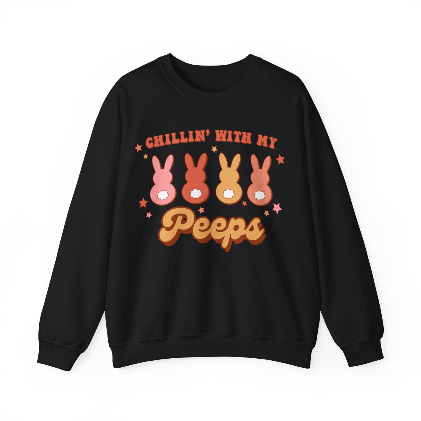 Chillin’ with my Peeps Retro Style - Unisex Heavy Blend™ Crewneck Sweatshirt