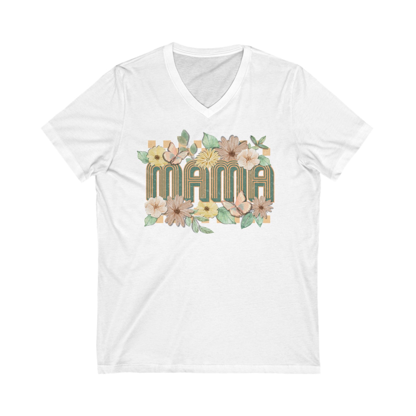 Mama Floral - Unisex Jersey Short Sleeve V-Neck Tee