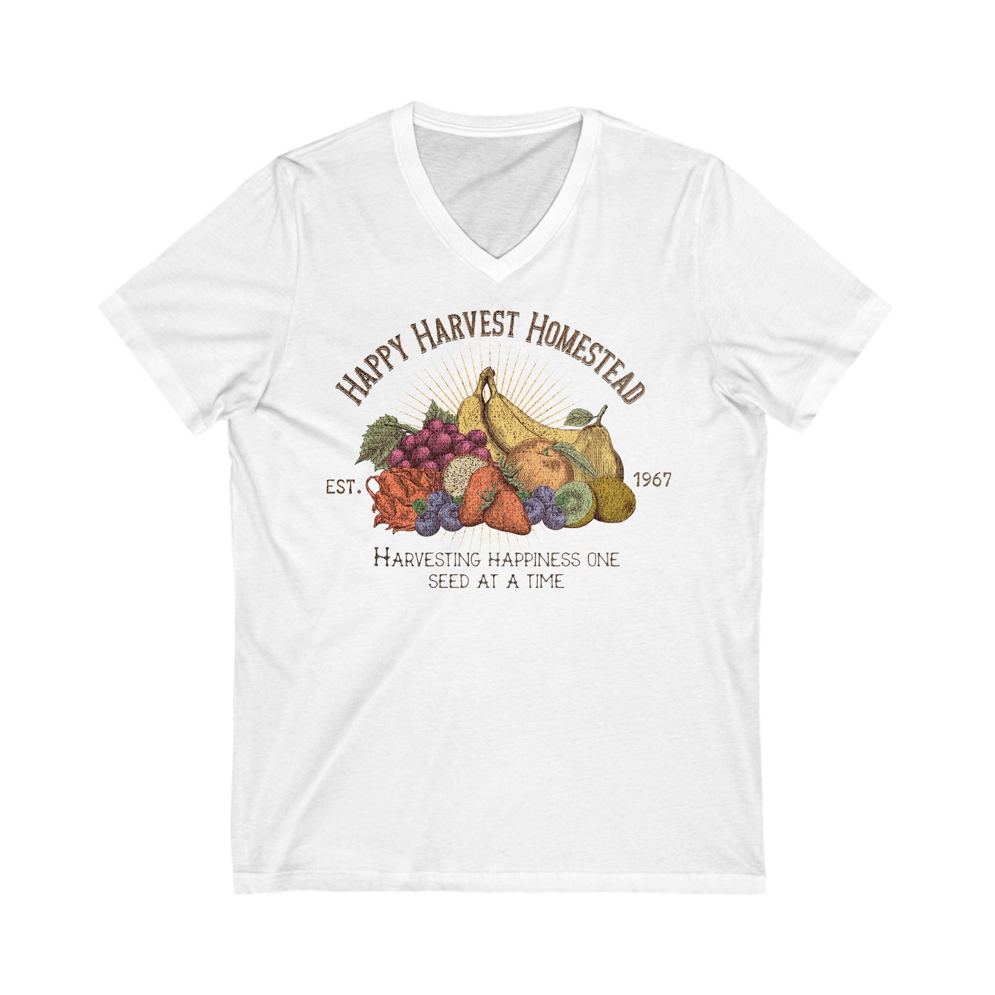 Happy Harvest Homestead, Farmers Market - Unisex Jersey Short Sleeve V-Neck Tee