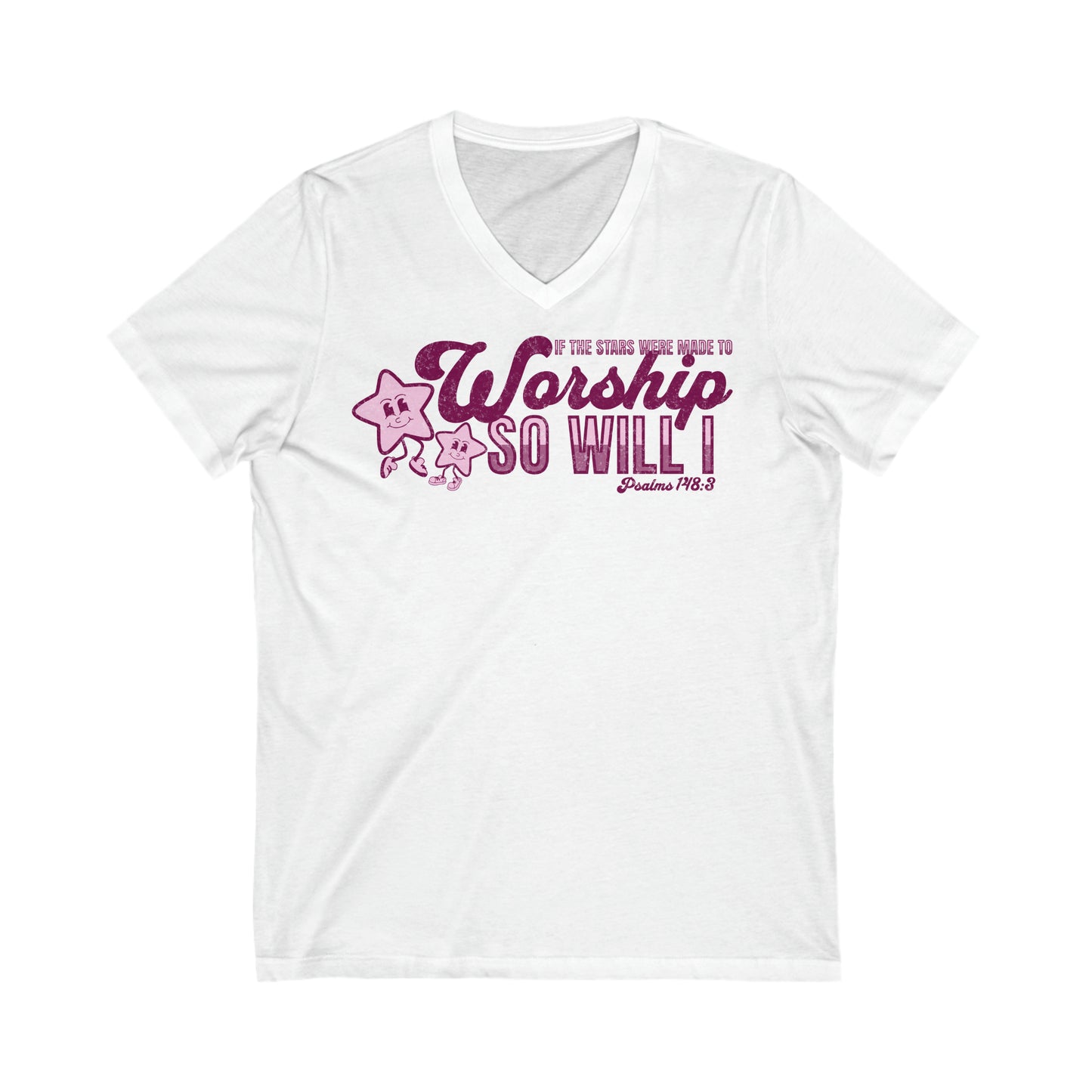 Psalms 148:3 Bible Verse - Unisex Jersey Short Sleeve V-Neck Tee